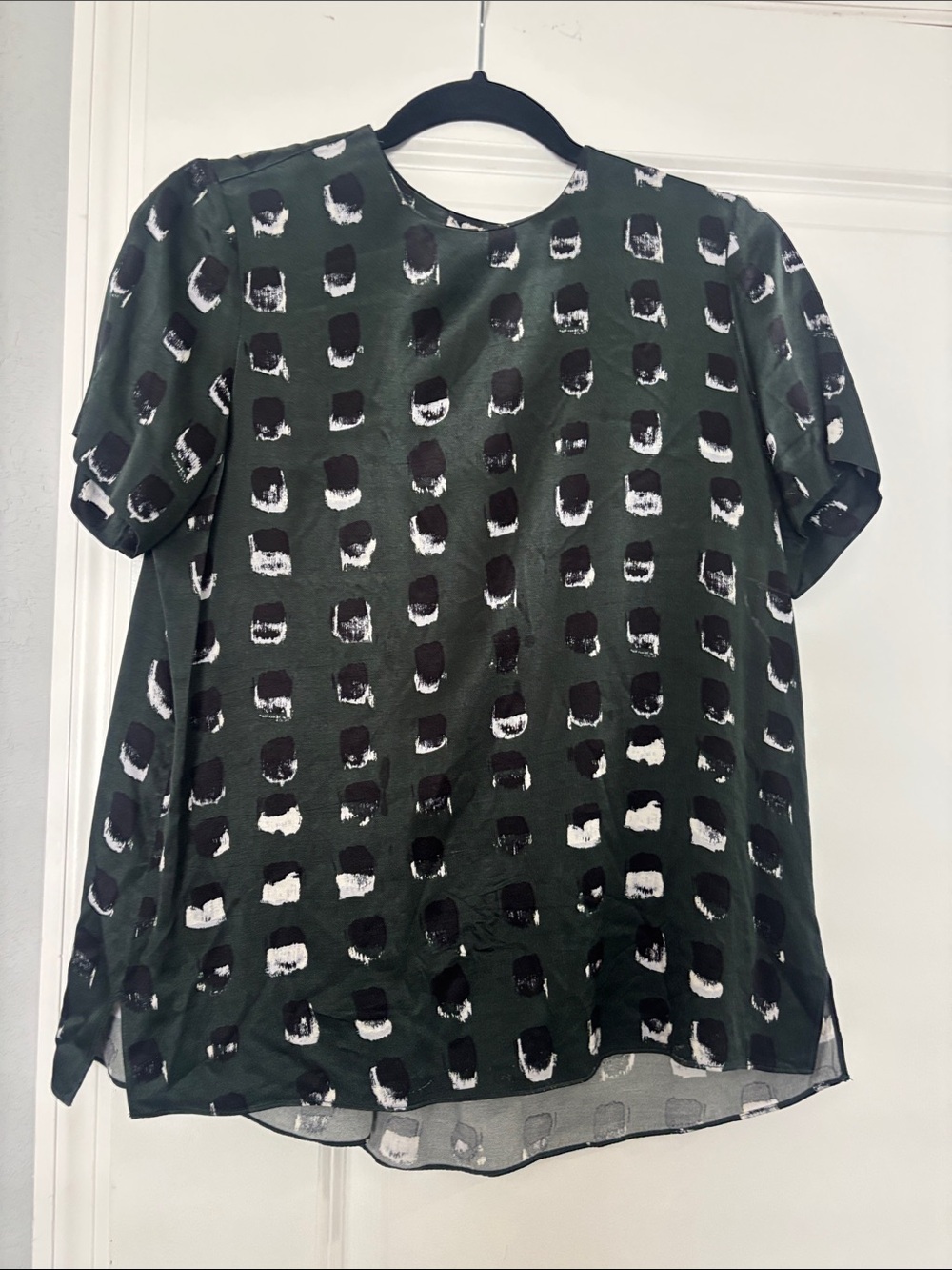 & Other Stories Olive Green Short-Sleeve Printed Blouse